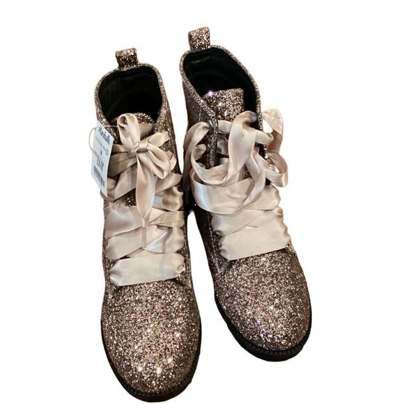 NWT Dirty Laundry Women's Glitter Combat Boots Sz 7.5 - Picture 6 of 11